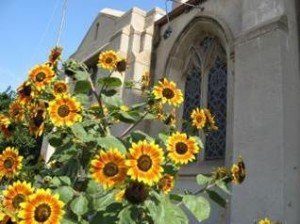 a building with flowers
