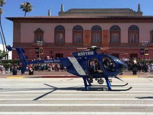 a helicopter on a street