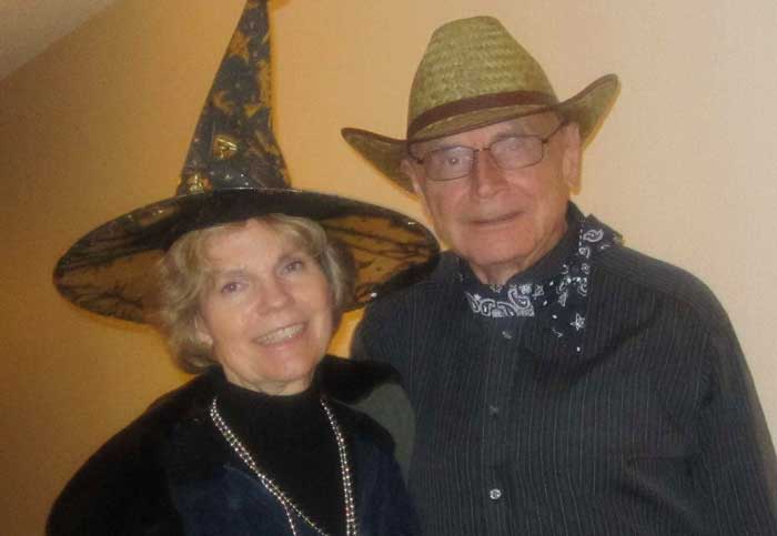 Pauli and her husband Dick at Halloween time.