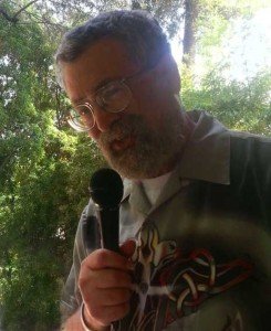 Jonathan Vos Post reciting his poetry at Storrier-Stearns.