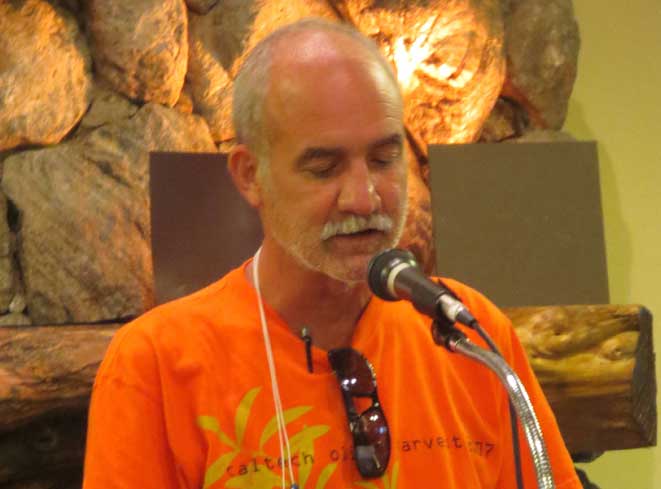 Dalton Perry reading his poetry at Bolton Hall Village.