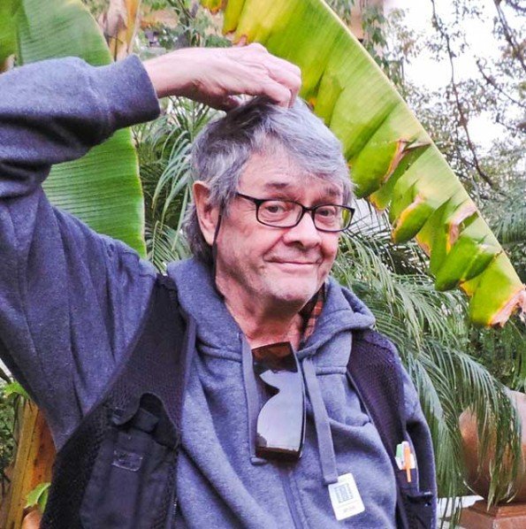 a man with his nad on his hand