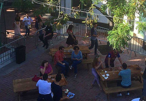 people gathered at a backyard