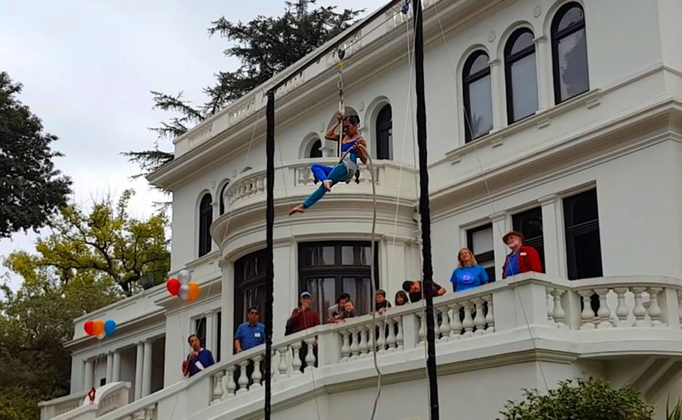 A video grab of a Circus Aerial Dance performer at the Pasadena Birthday Bash 2016 (Photo - ColoradoBlvd Instagram).