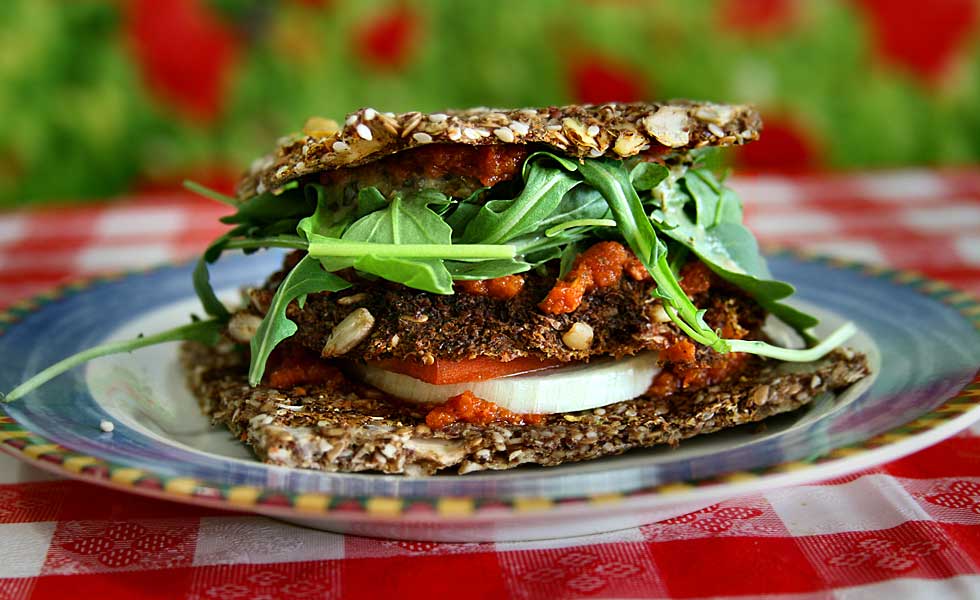 A sandwich with a veggie patty