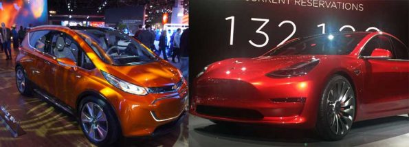 Chevrolet Bolt and Tesla Model 3 (Photo - wikipedia.org).