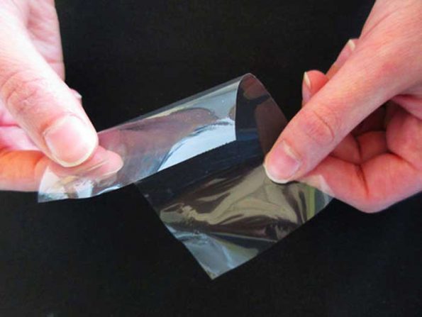 New material can be 20 micrometers thick, and both transparent and flexible (Photo - caltech.edu).