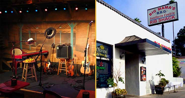 Coffee Gallery Backstage (Photo - coffeegallery.com) and Big Mama's Rib Shack (Photo - visitpasadena.com).