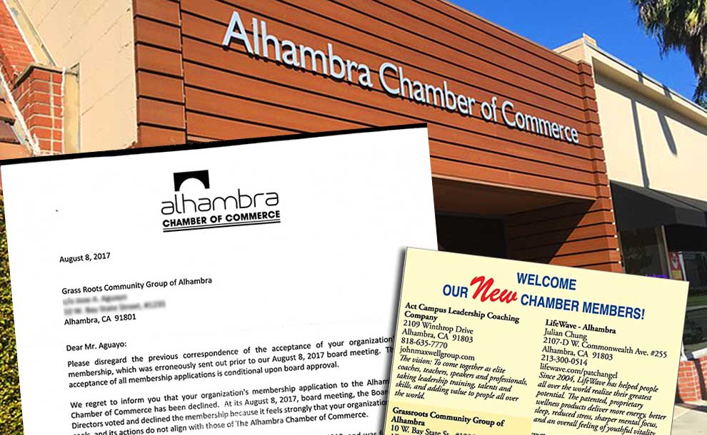 Alhambra Chamber of Commerce welcomes, then retracts, membership to community organization (Photos - Grassroots Alhambra).