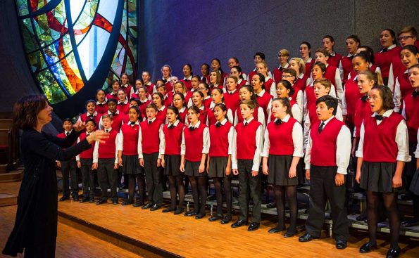 A choir of children singing