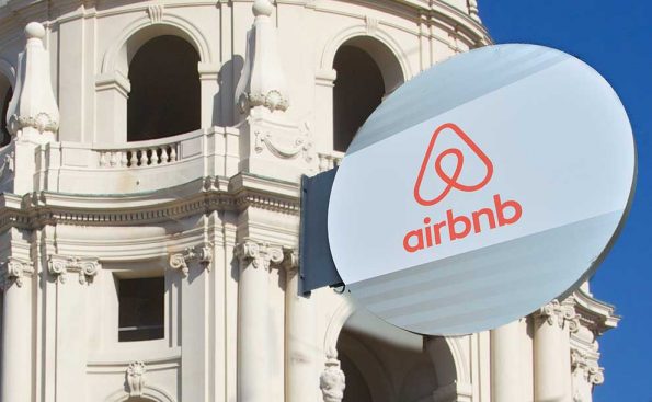 Airbnb (Photo - Open Grid Scheduler, flickr), Pasadena City Hall (Photo - Mike Peel).