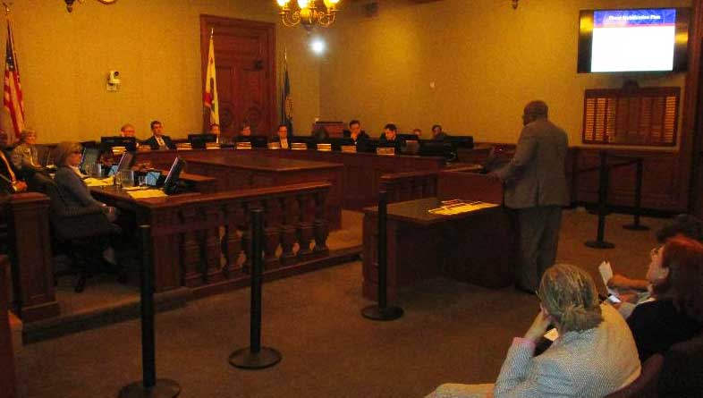 Superintendent Dr. Brian McDonald addressing the joint meeting of the Pasadena City Council and the PUSD Board of Education meeting, Feb. 15, 2018 (Photo - Garrett Rowlan).