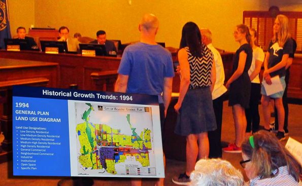 Visitors from Pasadena’s sister city in Finland, Järvenpää. (Insert) a screen grab from Planning Dept. presentation (Photos - Garrett Rowlan).