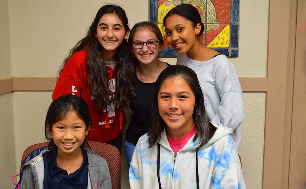 Anne Frank Docents (L-R) Keilah Yu, Natalie Bayrakdarian, Hannah Moss, Trinity Dela Cruz, and Jeannine Briggs (Photo – Felita Kealing).