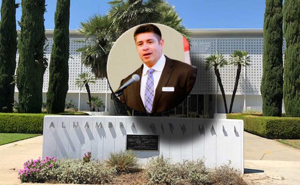 A photo of a man superimposed on city hall