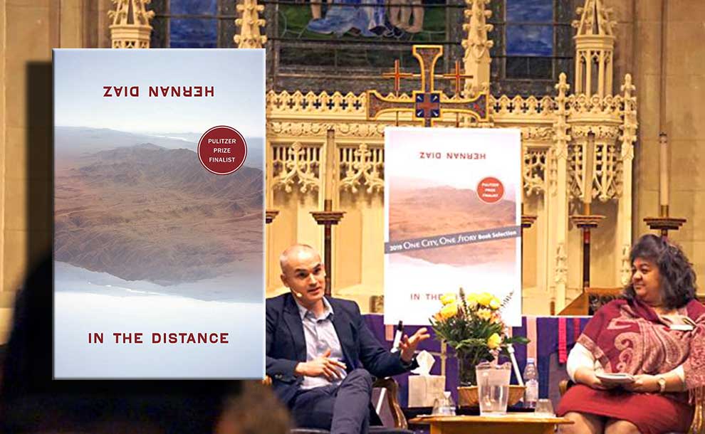 Pasadena Library Director Michelle Perera and author Hernán Díaz (Photo - Mike Pashistoran).