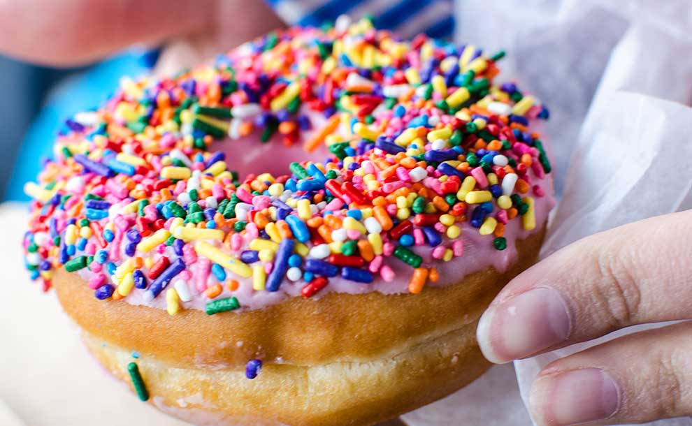 colorful donut with sprinkles
