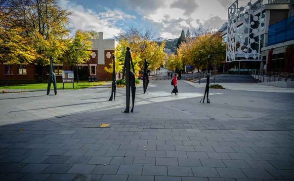 sculptures surrounding a square