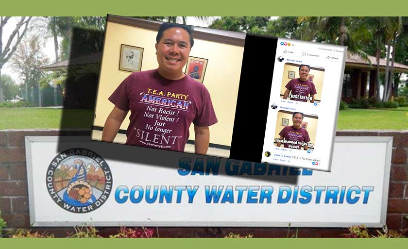 A social media page with photo of an Asian person and building of Water District behind
