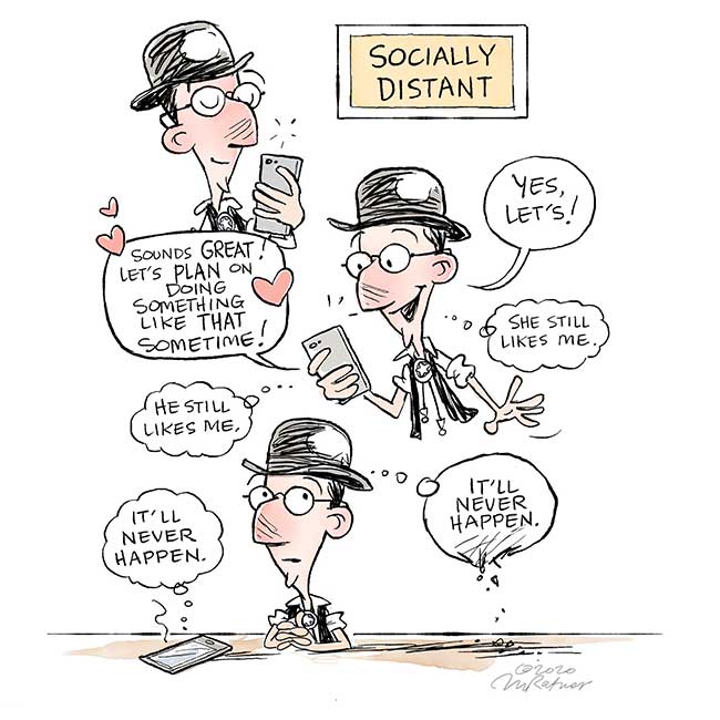 a guy on cell phone with girl doubting himself and she's doubting herself