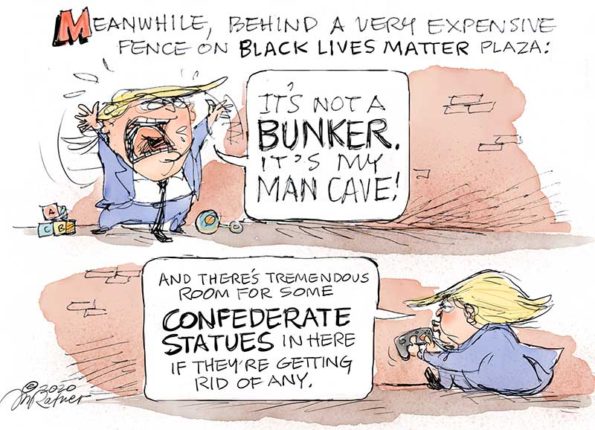 An orange colored peson rantingcalling a bunker a man cave