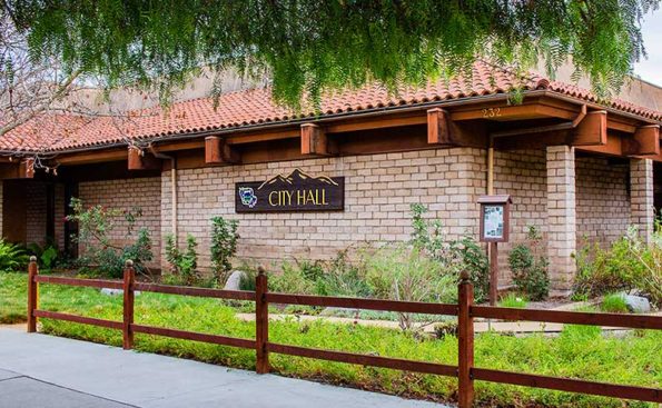 a building with a lawn in front of it
