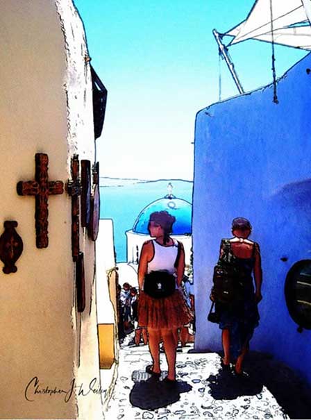 a painting of two black women at the beach