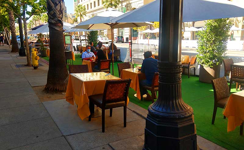 outdoor tables and umbrellas