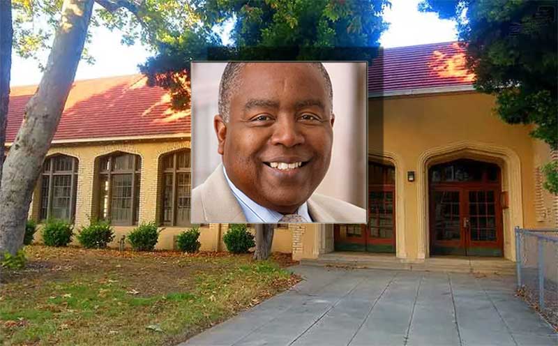 A black person photo and a building