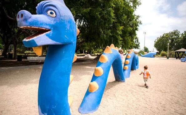 A sculpture in the shape of a dragon snake