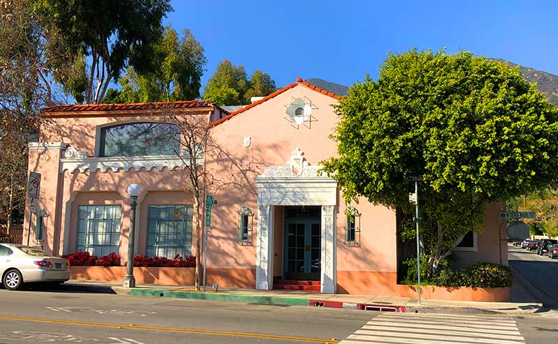 An old pinkish colored building