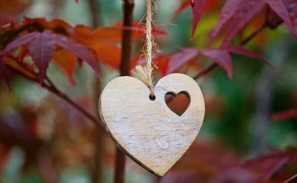 heart shaped wood hanging