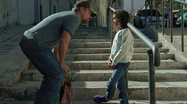 a man talking to a child