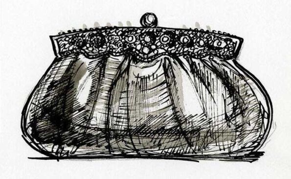 a drawing of a purse