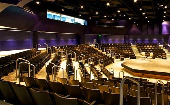 An empty theatre with chairs