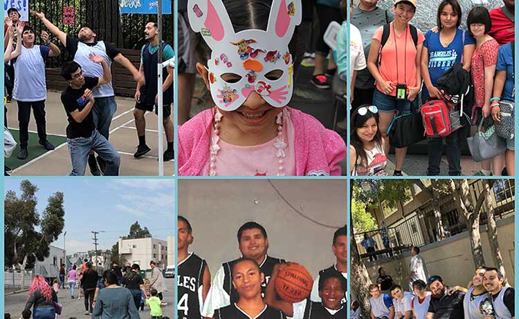 a collage of students and parents