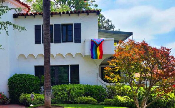 A pride flag on a house