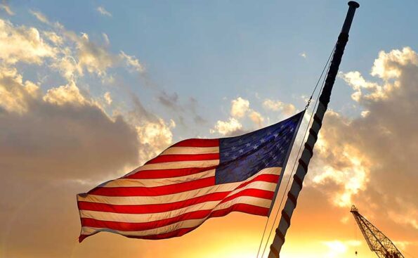 American Flag at half-mast