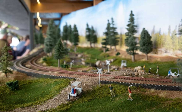 Train tracks of a model train set
