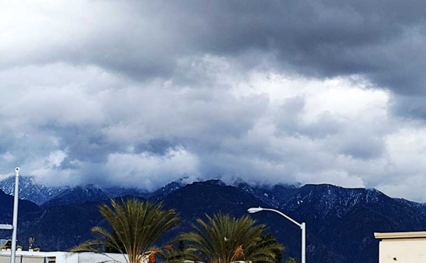 mountains with clouds and snow