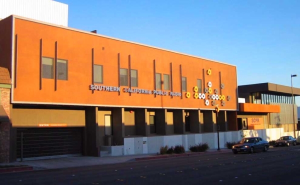 A building during sunset
