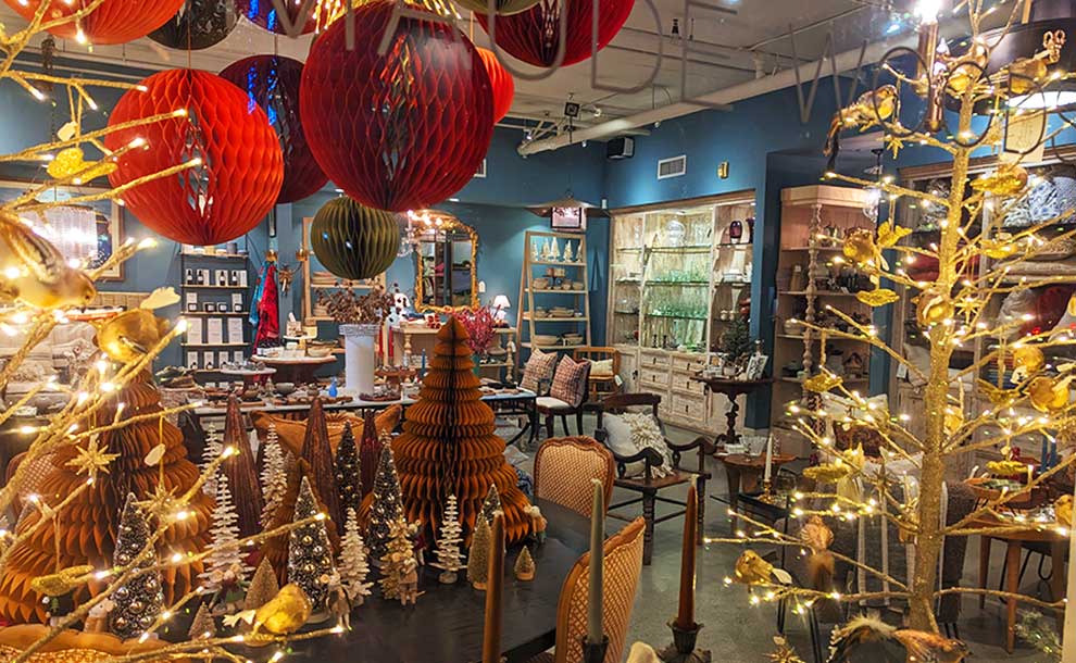 a store with holiday decorations