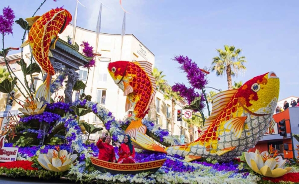 large fish made out of flowers