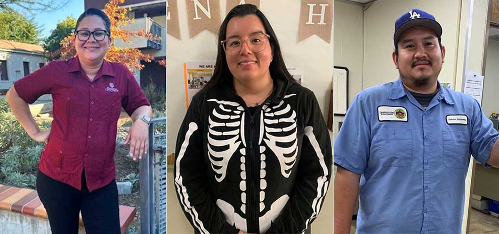 three people posing for photo