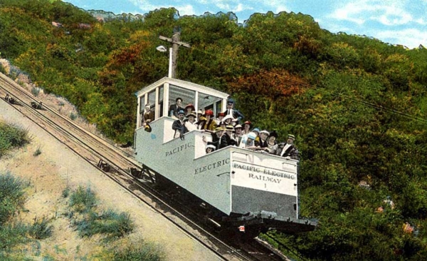 a tram on an incline track