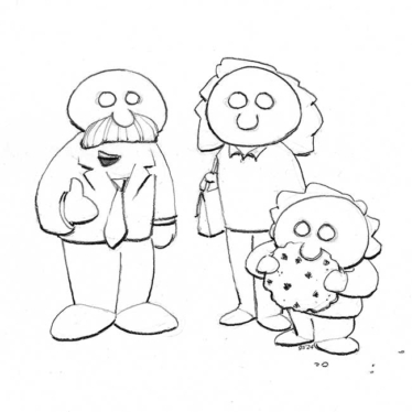 an old man and a woman and a child