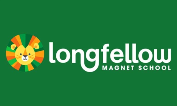 School logo with a lion and the name of the school