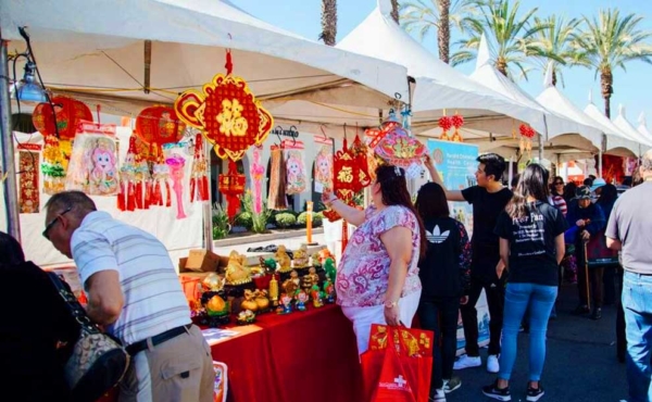 people shopping at booths