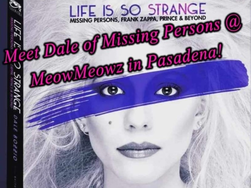 A black and white photo of a woman with a purple streak over her eyes