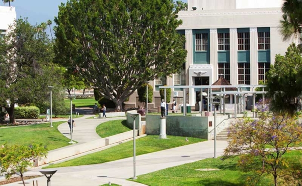 a building with greenery